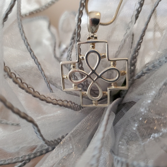 Sterling Open Filigree Cross Necklace ATI - Picture 9 of 15